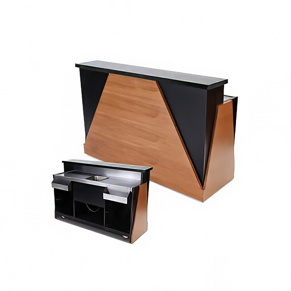 Forbes Industries Mobile Bar w/ (1) Sink & (2) Speed Rails - 76"L x 26"W x 48"H, Black Laminate w/ Avonite Top (5777-6)