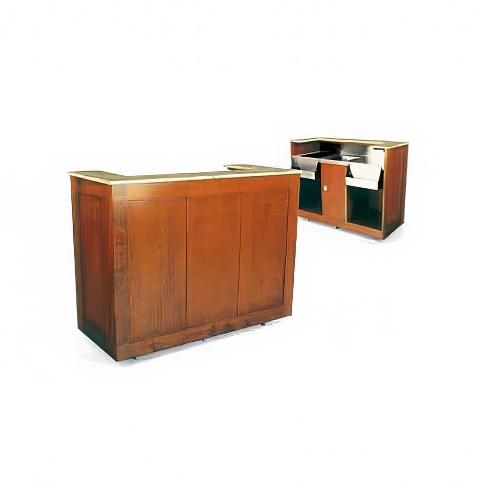 Forbes Industries Mobile Bar w/ (1) Sink & (2) Speed Rails - 61"L x 26"W x 48"H, Wood Veneer w/ Avonite Top (5789-5)