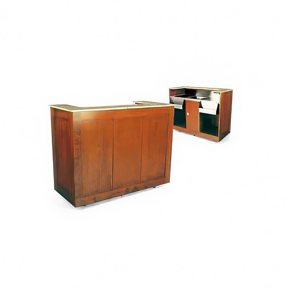 Forbes Industries Mobile Bar w/ (2) Sinks & (2) Speed Rails - 96"L x 26"W x 48"H, Hardwood (5789-8)