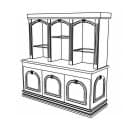 Forbes Industries Mobile Back Bar w/ (3) Doors & (3) Section Top Unit - 72"L x 26"W x 76"H, Wood w/ Avonite Top (5860) thumbnail 2