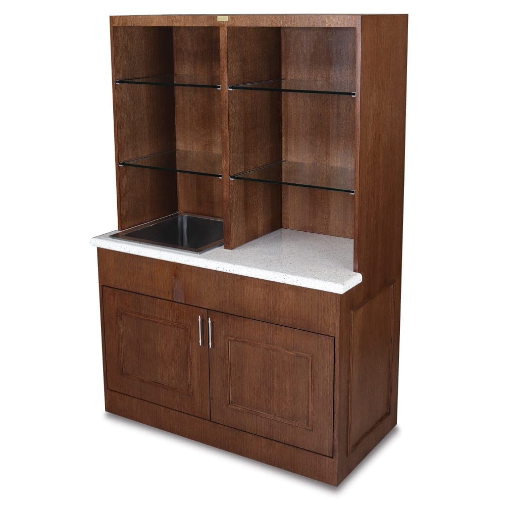 Forbes Industries Mobile Back Bar w/ (2) Doors & (6) Compartment Top Shelf - 48"L x 24"W x 72"H, Wood & Avonite (5868)