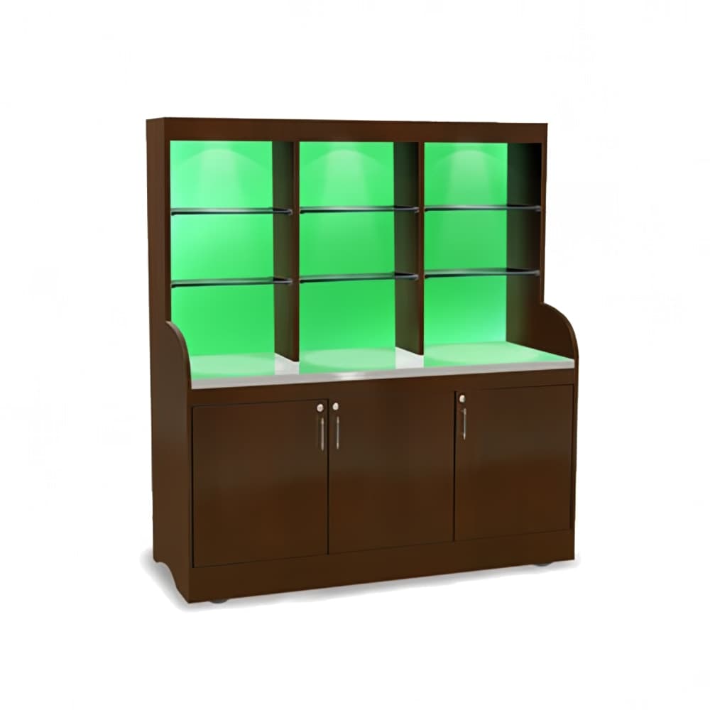 Forbes Industries Mobile Back Bar w/ (3) Doors & (6) Compartment Top Shelf - 70"L x 27-1/2"W x 78"H, Wood Veneer (5873-ACRYLIC)