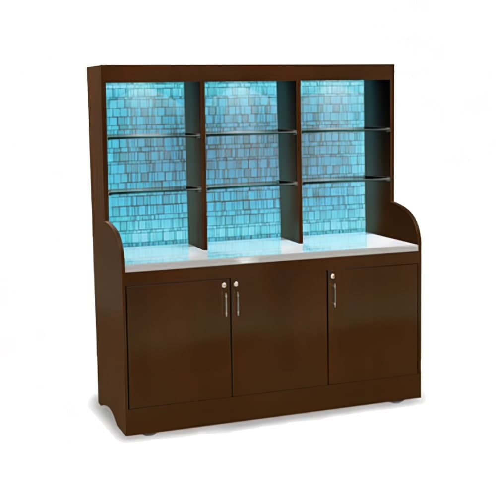 Forbes Industries Mobile Back Bar w/ (3) Doors & (6) Compartment Top Shelf - 70"L x 27-1/2"W x 78"H, Wood Veneer (5873-GLASSTILE)