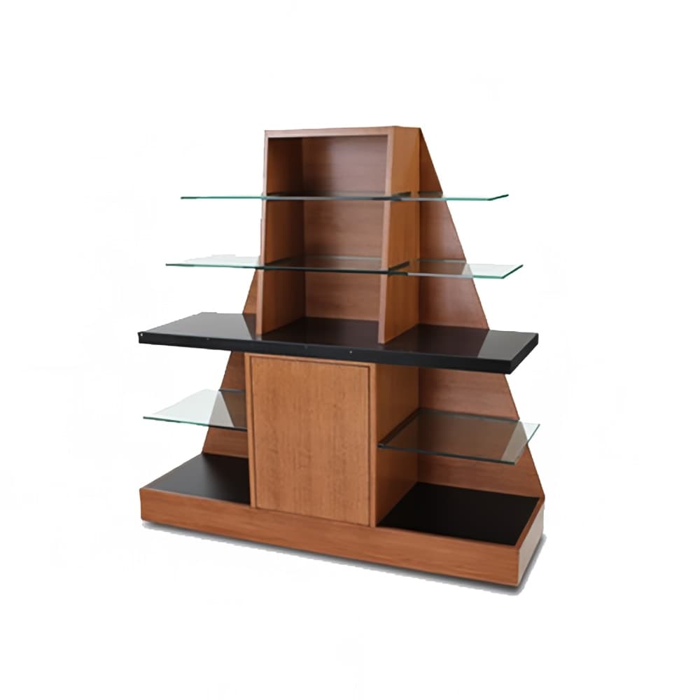 Forbes Industries 5 Level Mobile Back Bar w/ Avonite & Glass Shelves - 76"L x 25"W x 78"H, Wood Veneer w/ Avonite Top (5887)