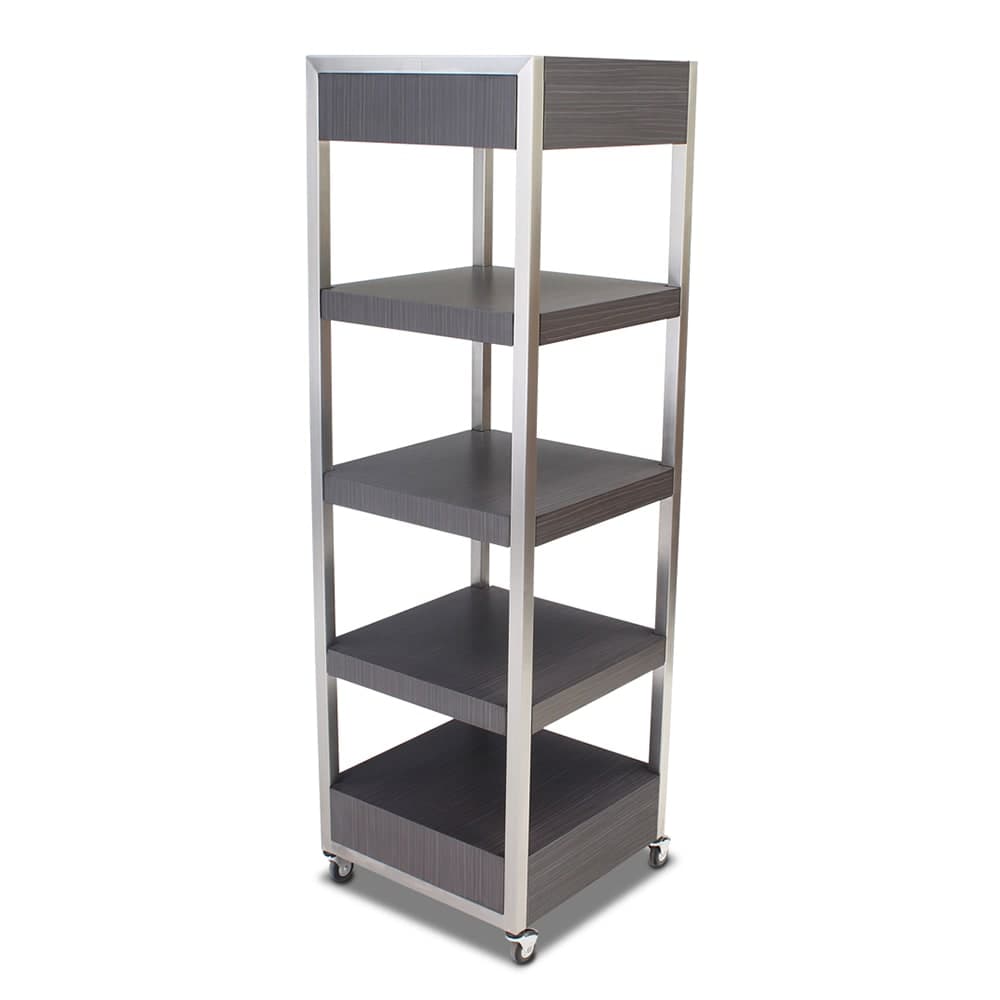 Forbes Industries Mobile Display Tower w/ (4) Laminate Shelves & Steel Frame - 24"L x 24"W x 78"H (6510)