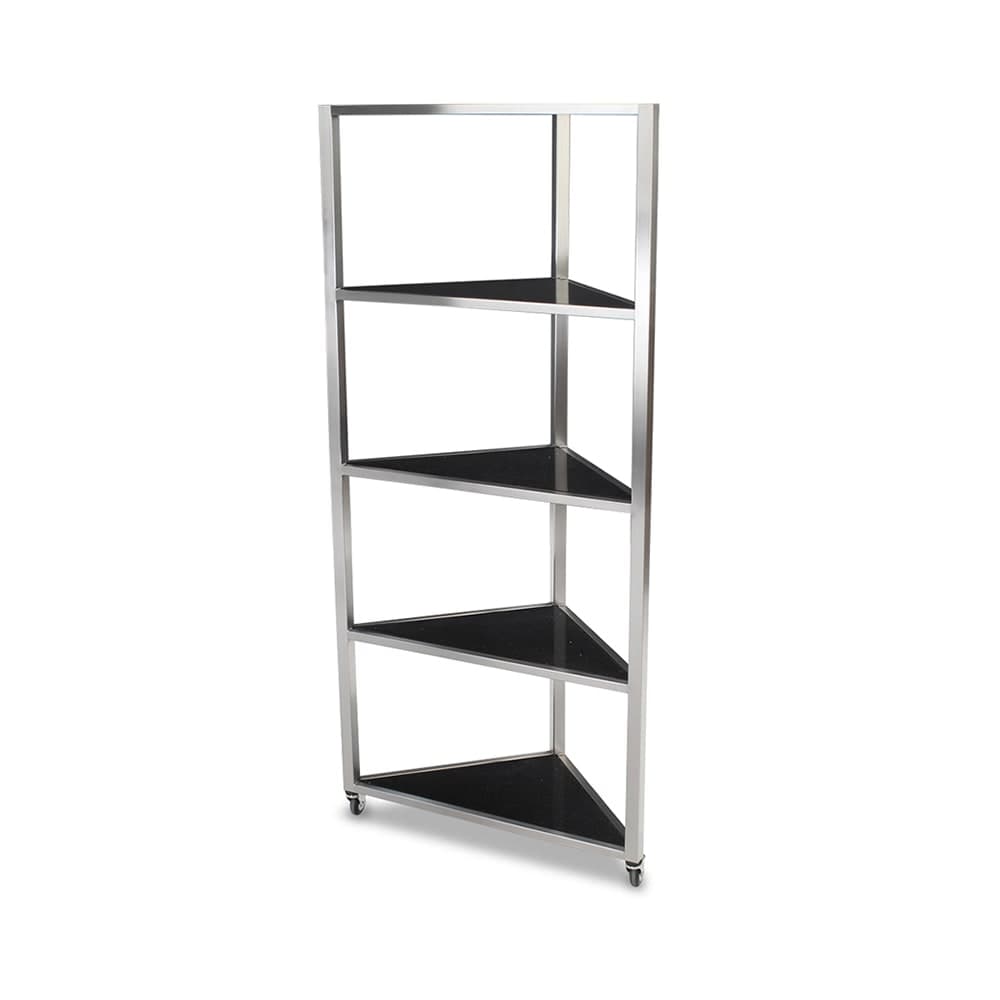Forbes Industries Corner Mobile Display Tower w/ (4) Shelves & Steel Frame - 36"L x 19 1/2"W x 78 1/2"H (6556)