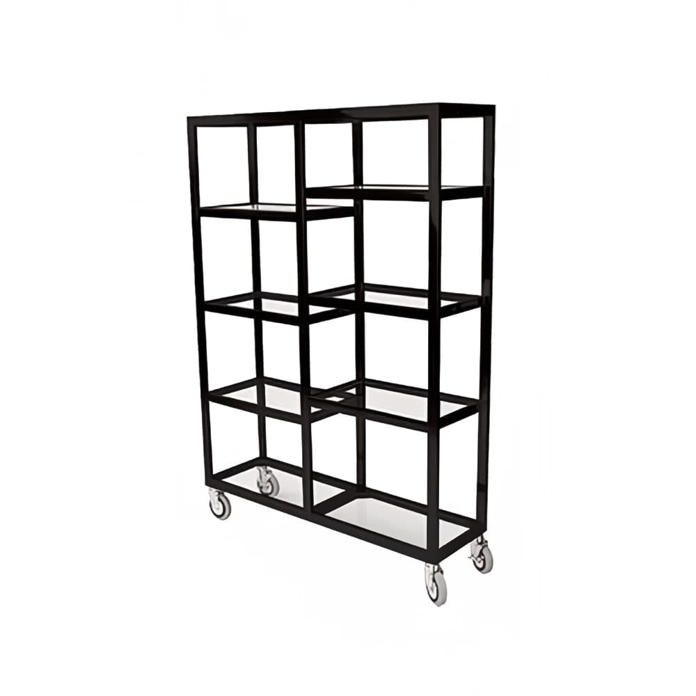 Forbes Industries Mobile Display Tower w/ (6) Glass Shelves & Brass Frame - 48"L x 14"W x 36"H (6570-36)