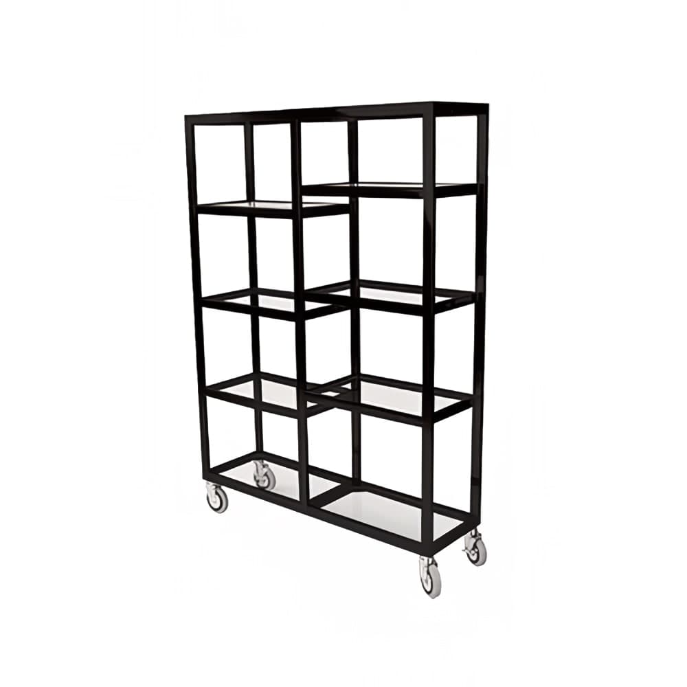 Forbes Industries Mobile Display Tower w/ (6) Glass Shelves & Steel Frame - 48"L x 14"W x 36"H (6570-36-PAINTED)
