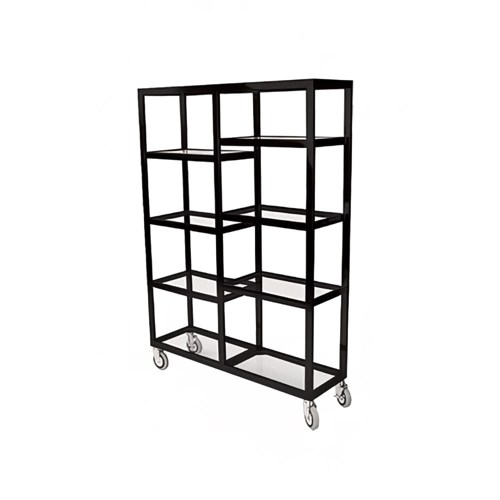 Forbes Industries Mobile Display Tower w/ (6) Glass Shelves & Stainless Steel Frame - 48"L x 14"W x 36"H (6570-36-PS)