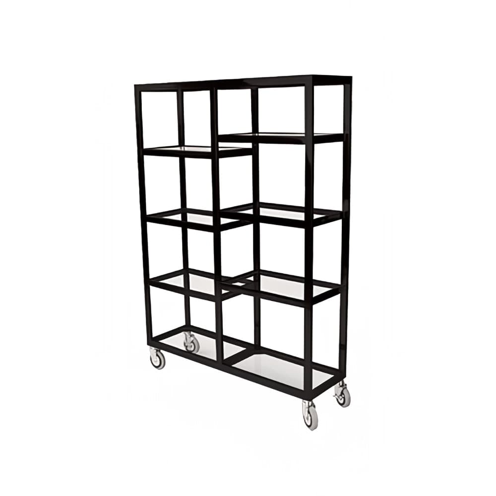 Forbes Industries Mobile Display Tower w/ (6) Glass Shelves & Stainless Steel Frame - 48"L x 14"W x 36"H (6570-36-SS)