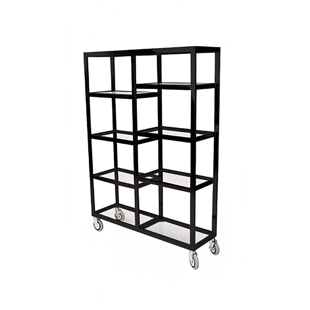 Forbes Industries Mobile Display Tower w/ (8) Glass Shelves & Stainless Steel Frame - 48"L x 14"W x 68 1/2"H (6570-PS)