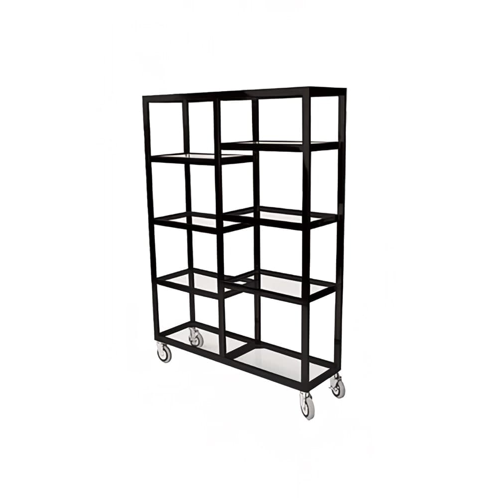 Forbes Industries Mobile Display Tower w/ (8) Glass Shelves & Stainless Steel Frame - 48"L x 14"W x 68 1/2"H (6570-SS)