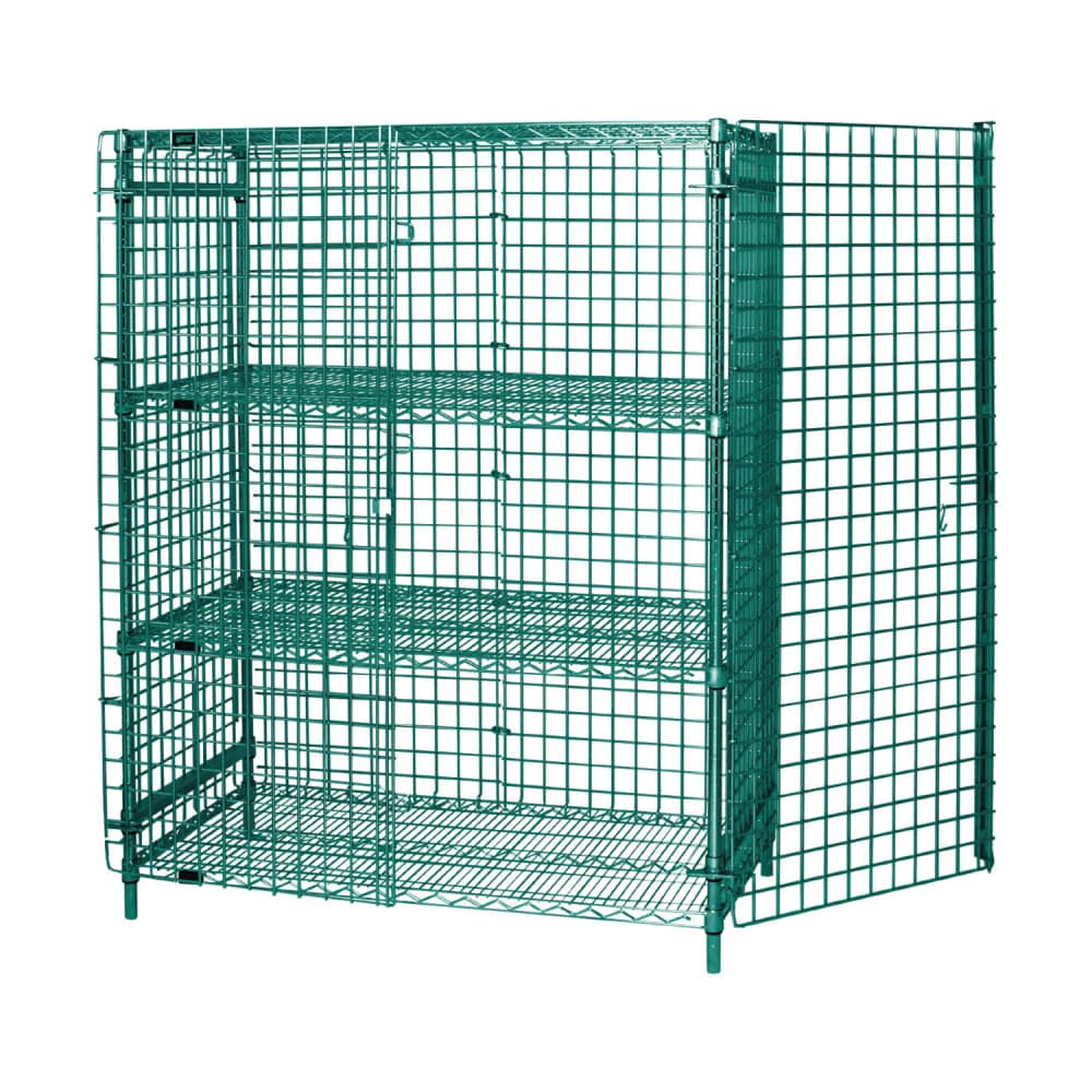 Quantum Food Service 36" Stationary Security Cage - 18"W, Green Epoxy Coated (1836-63SECP-2)