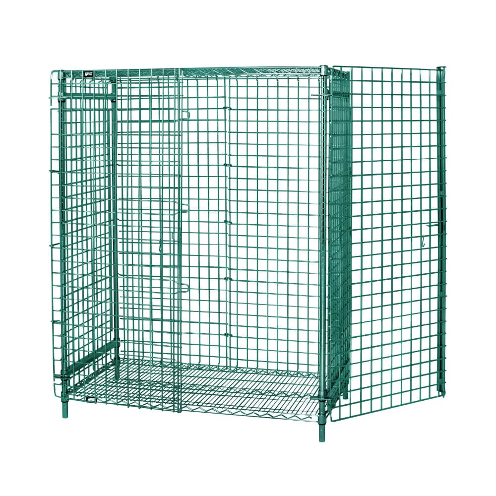 Quantum Food Service 48" Stationary Security Cage - 18"W, Green Epoxy Coated (1848-63SECP)