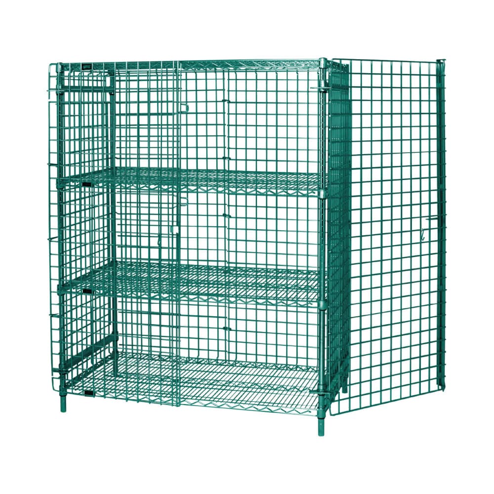 Quantum Food Service 48" Stationary Security Cage - 18"W, Green Epoxy Coated (1848-63SECP-2)