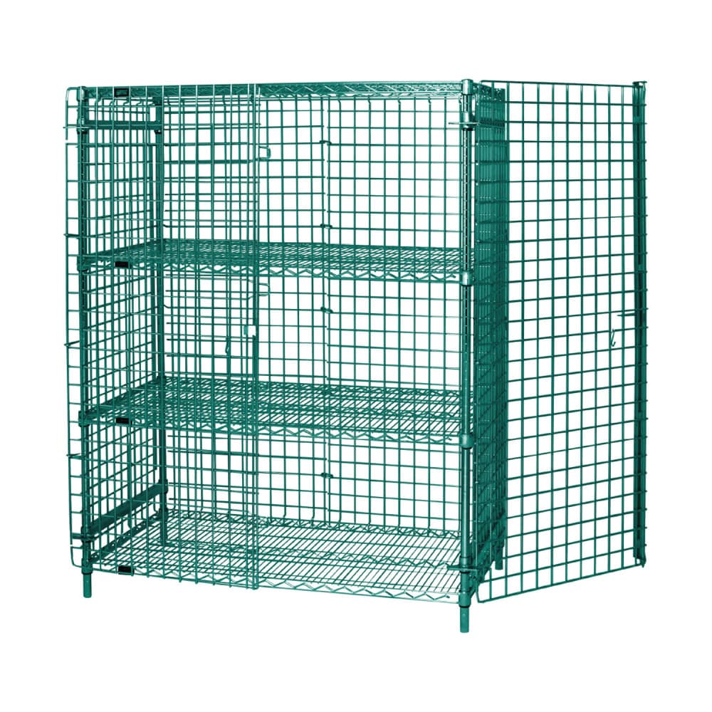 Quantum Food Service 60" Stationary Security Cage - 18"W, Green Epoxy Coated (1860-63SECP-2)