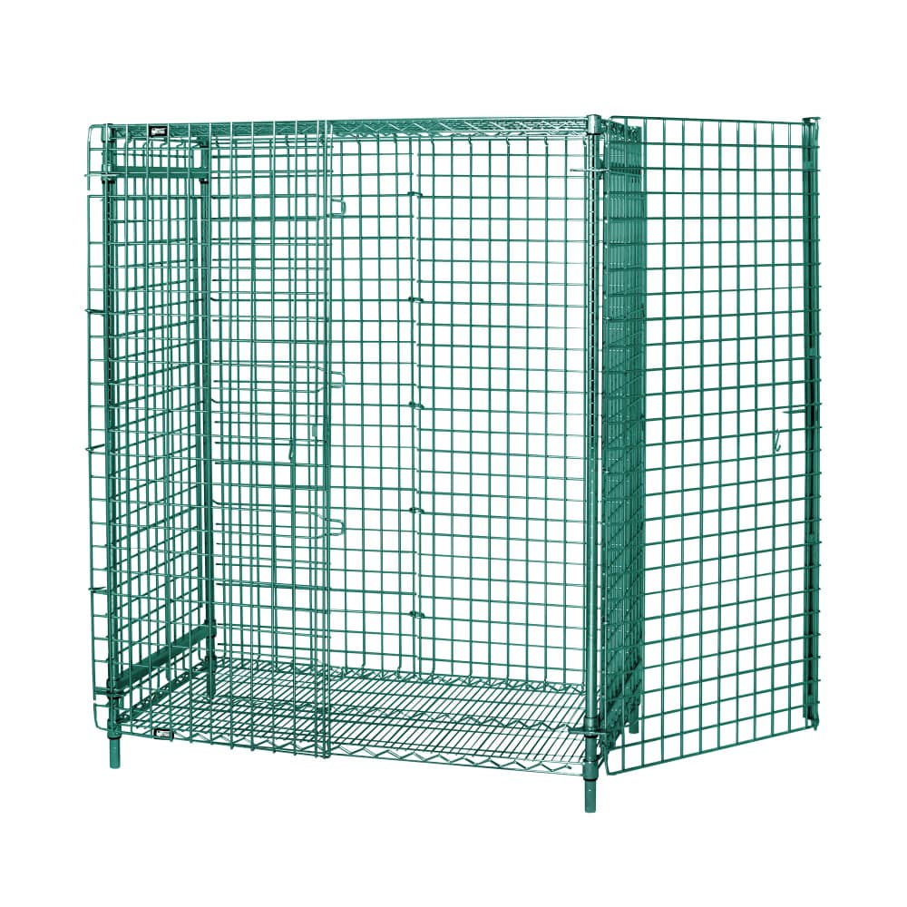 Quantum Food Service 36" Stationary Security Cage - 21"W, Green Epoxy Coated (2136-63SECP)