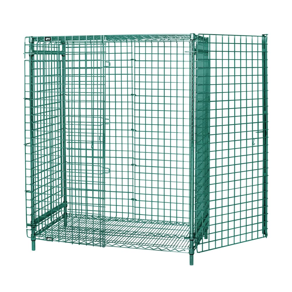 Quantum Food Service 48" Stationary Security Cage - 21"W, Green Epoxy Coated (2148-63SECP)