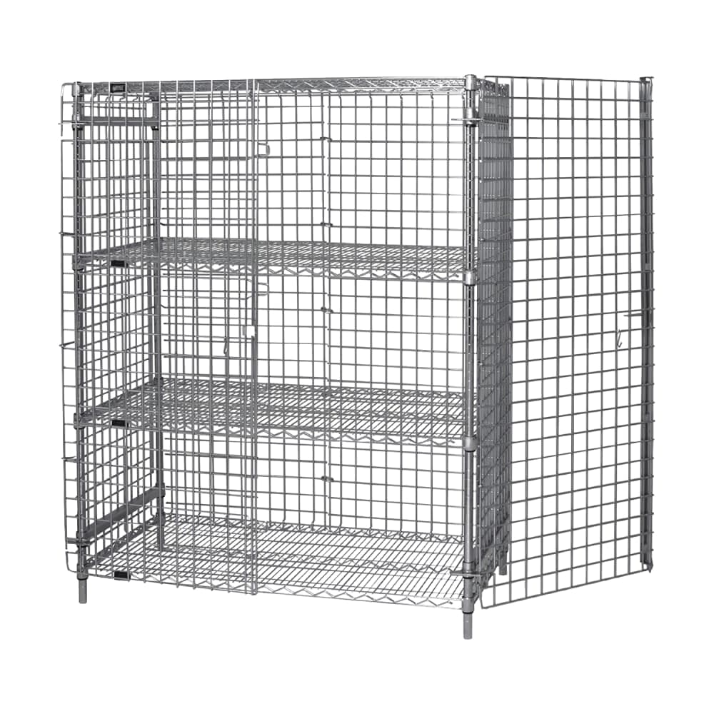 Quantum Food Service 36" Stationary Security Cage - 24"W, Chrome (2436-63SEC-2)