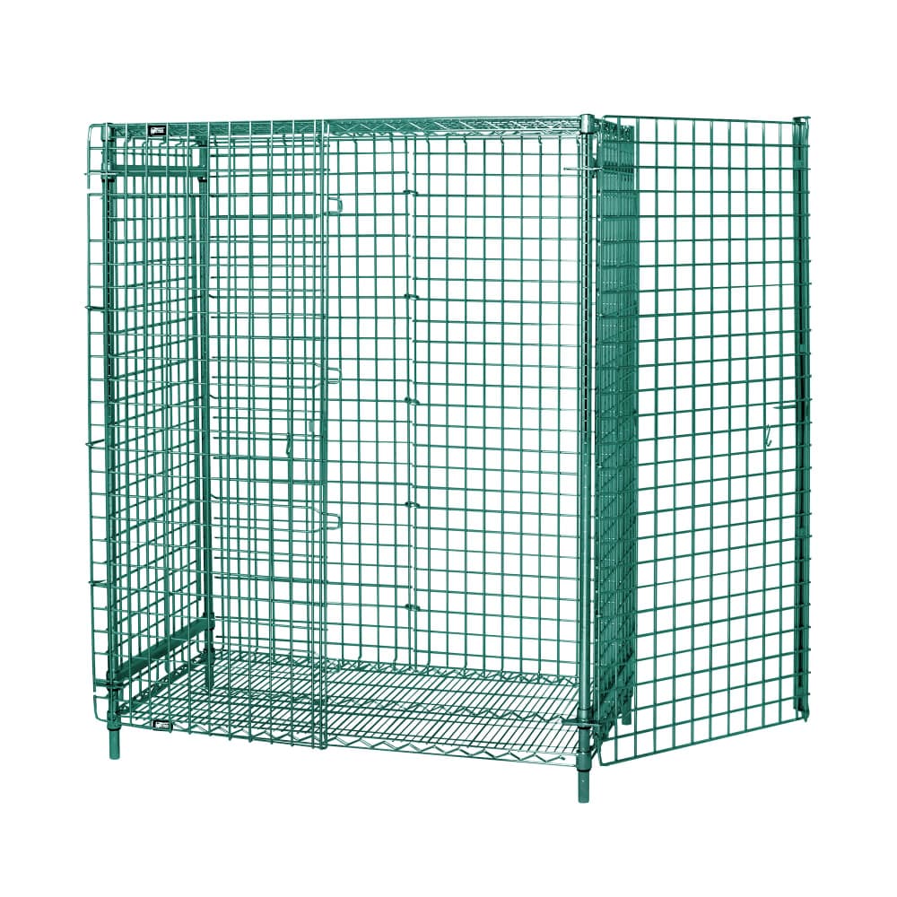 Quantum Food Service 48" Stationary Security Cage - 24"W, Green Epoxy Coated (2448-63SECP)