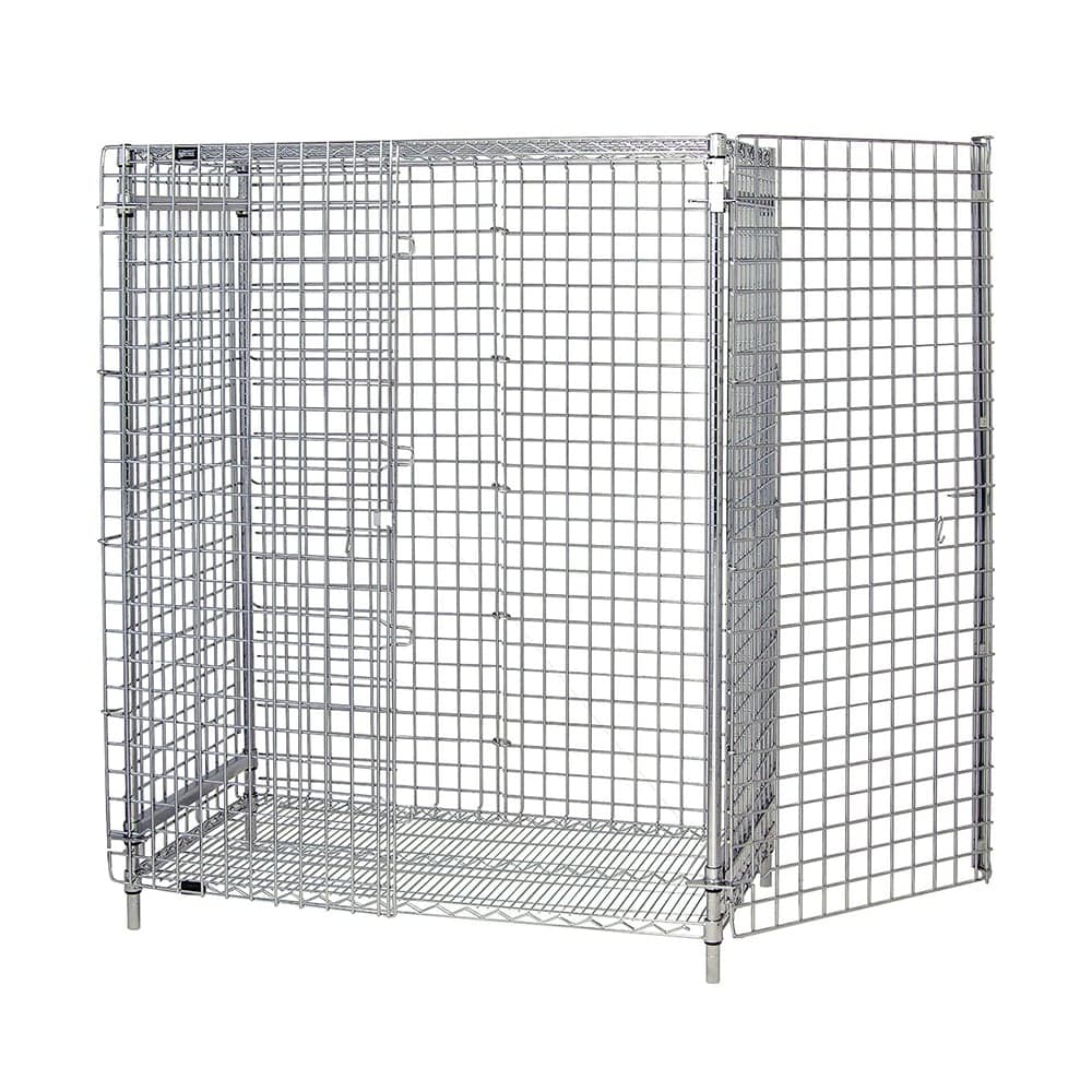 Quantum Food Service 60" Stationary Security Cage - 24"W, Chrome (2460-63SEC)