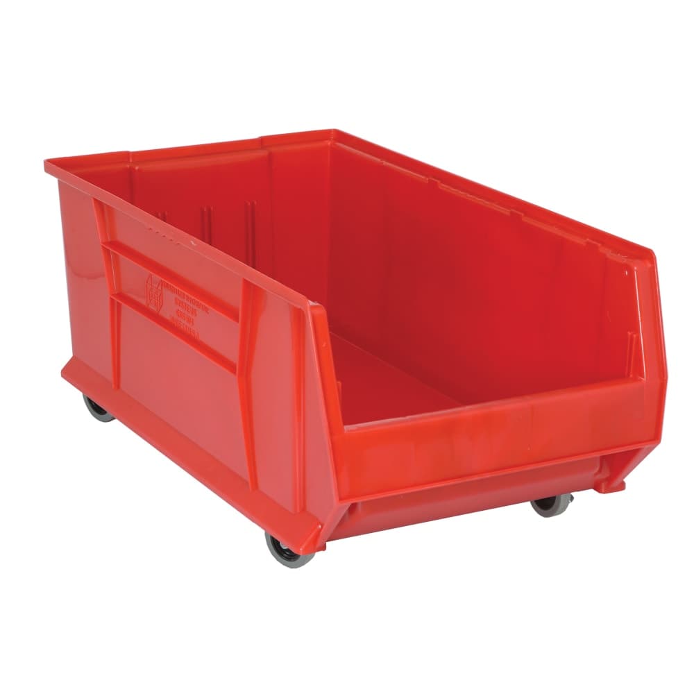 Quantum Food Service Hulk Mobile Stack Shelf Container - 29 7/8" x 16 1/2", Red (QUS984MOB)