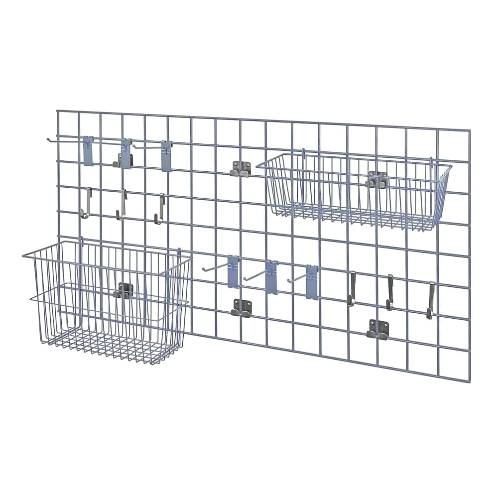 Quantum Food Service Store Grid Wire Wall Mounted Shelf, 48"W x 24"H, Gray (SGK-2448-1GY)