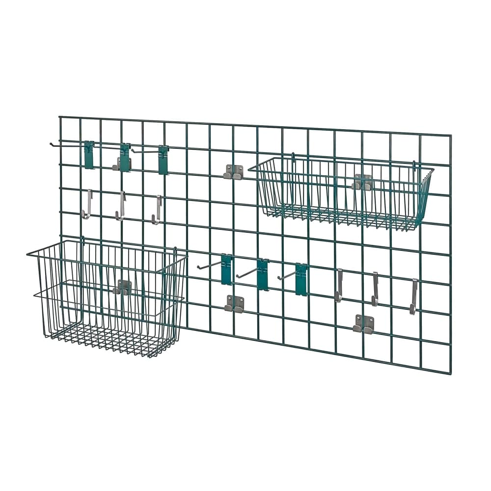 Quantum Food Service Store Grid Wire Wall Mounted Shelf, 48"W x 24"H, Green (SGK-2448-1P)