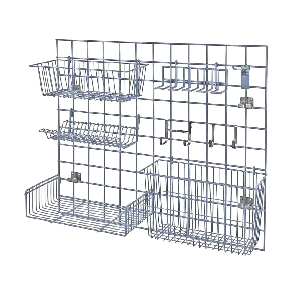 Quantum Food Service Store Grid Wire Wall Mounted Shelf, 36"W x 30"H, Gray (SGK-3036-1GY)