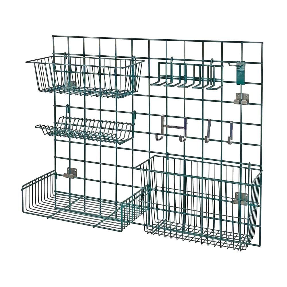 Quantum Food Service Store Grid Wire Wall Mounted Shelf, 36"W x 30"H, Green (SGK-3036-1P)