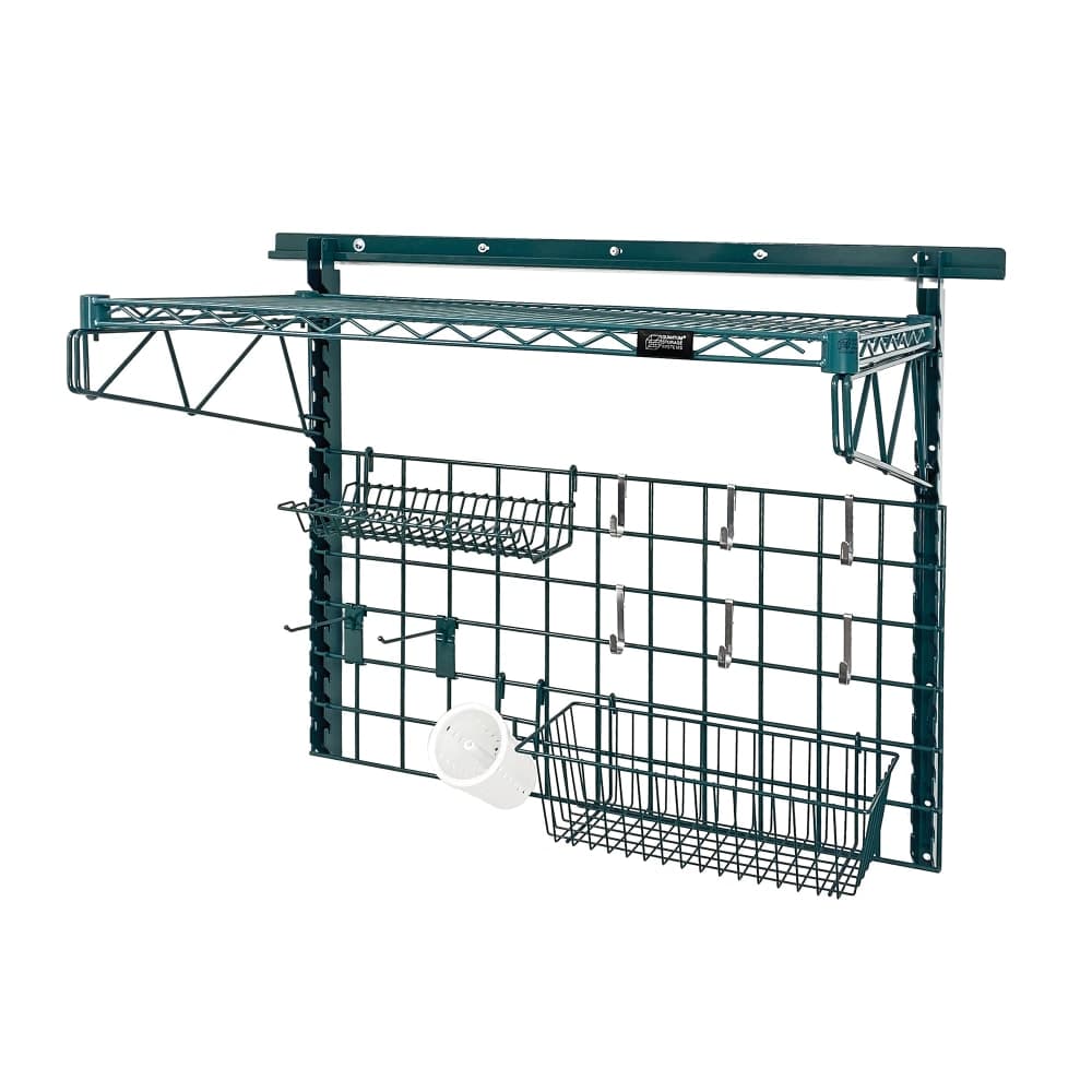 Quantum Food Service 40" Store Grid Wire Wall Mounted Shelf, Green (SGK-401836-2P)