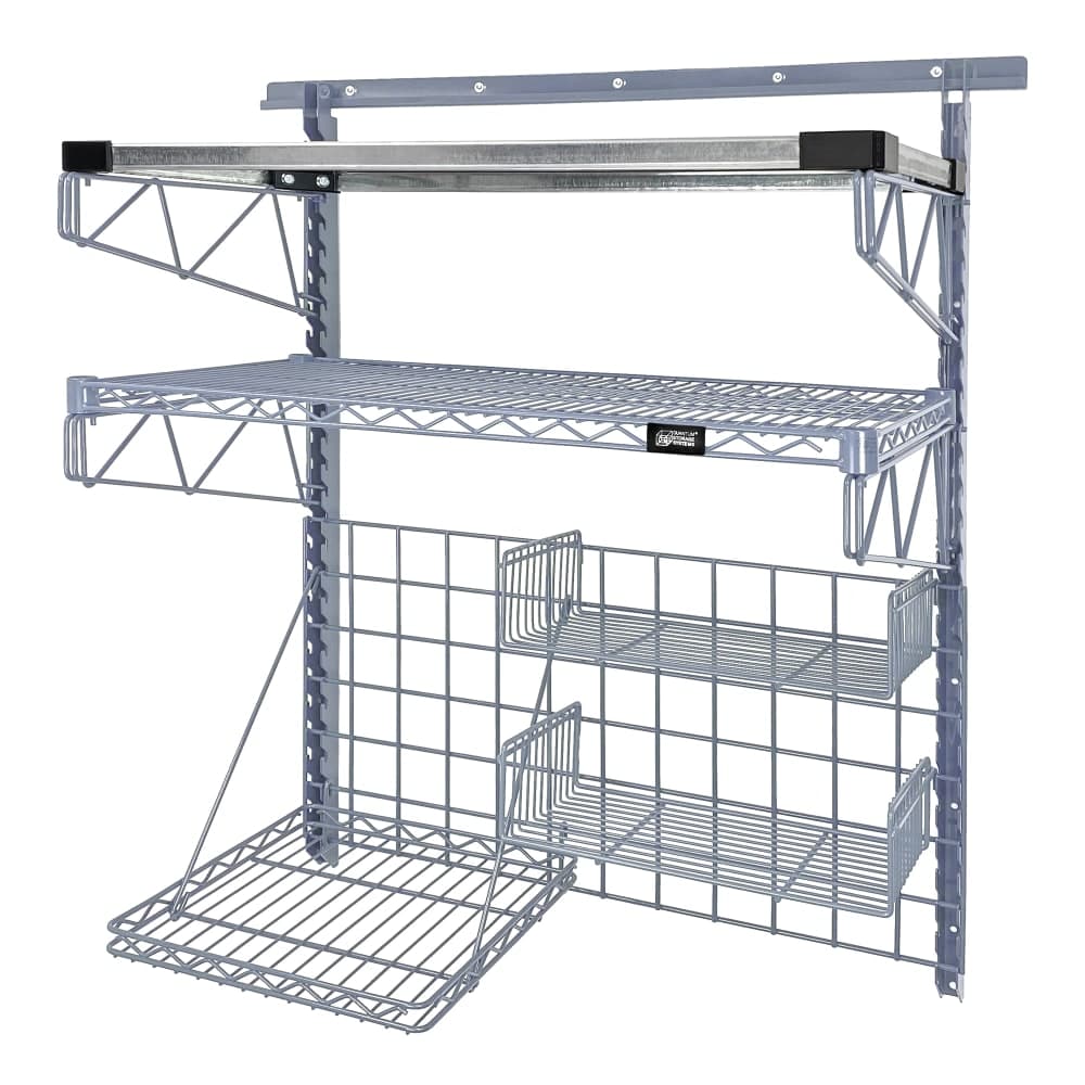Quantum Food Service 40" Store Grid Wire Wall Mounted Shelf, Gray (SGK-401836-3GY)