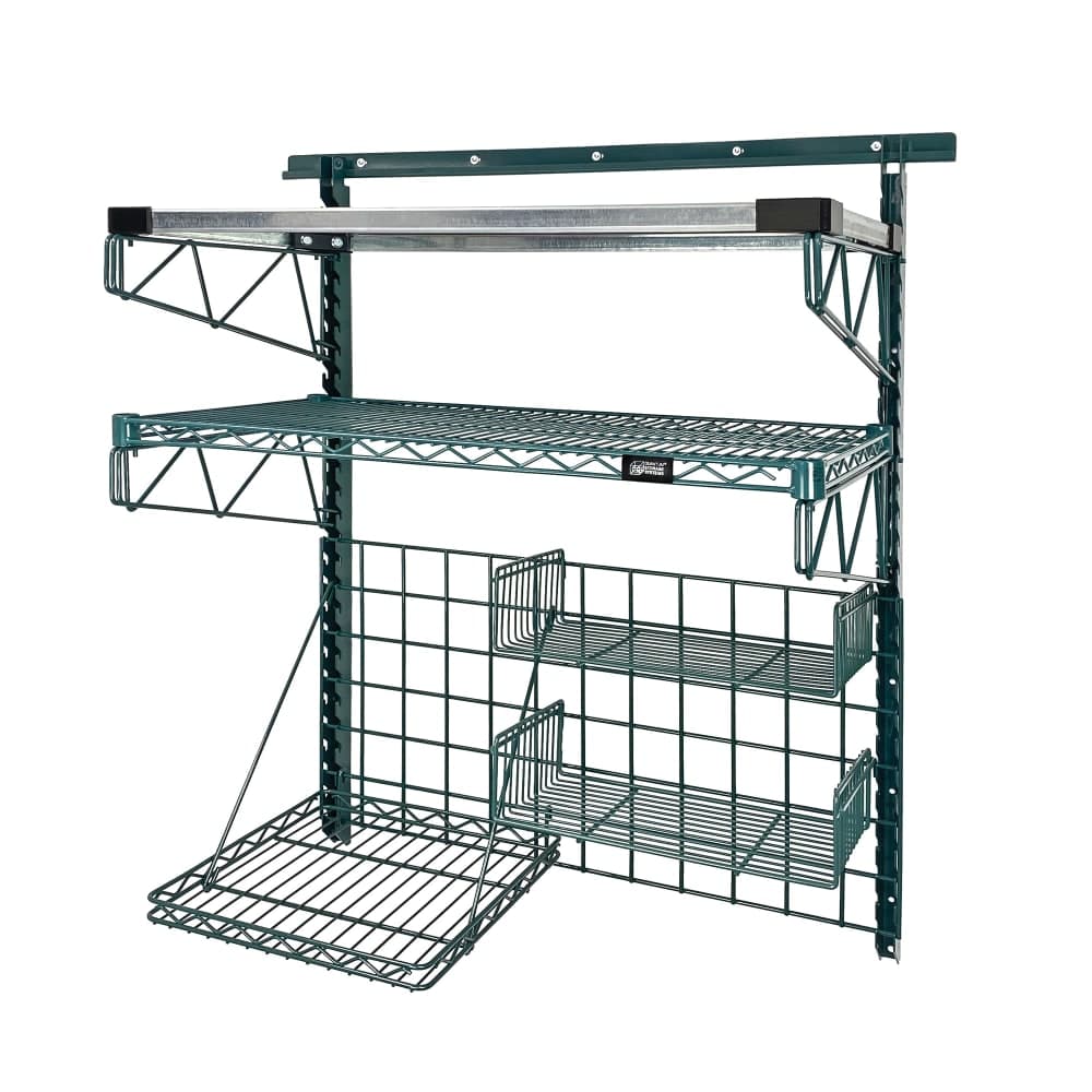 Quantum Food Service 40" Store Grid Wire Wall Mounted Shelf, Green (SGK-401836-3P)