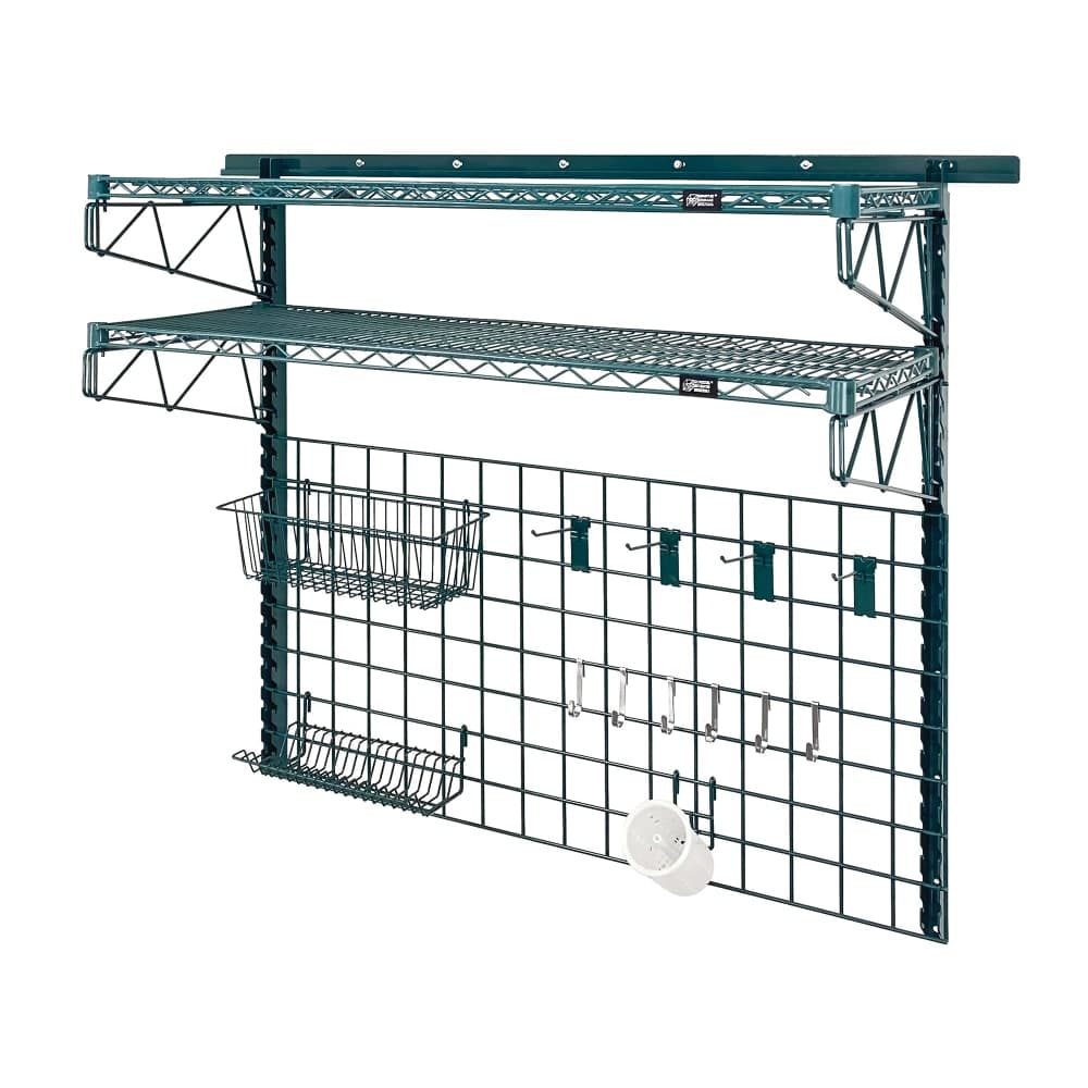 Quantum Food Service 56" Store Grid Wire Wall Mounted Shelf, Green (SGK-562448-1P)