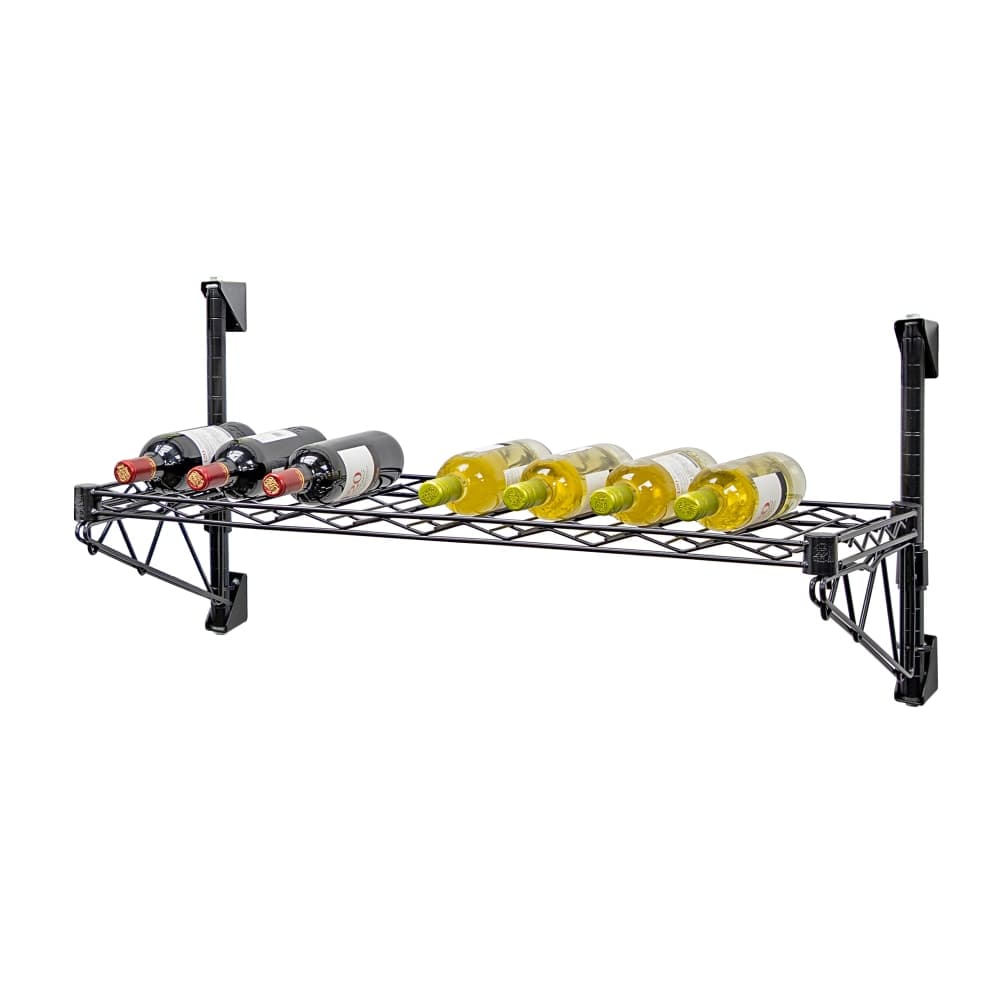 Quantum Food Service Commercial Wine Shelf w/ (12) Bottle Capacity, Black (WC14-1448WBK)