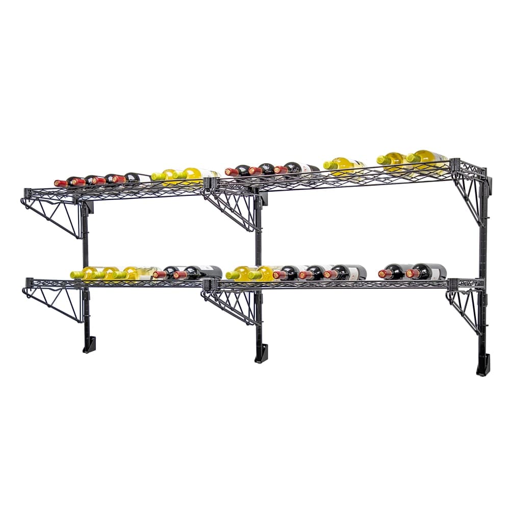 Quantum Food Service Commercial Wine Shelf w/ (48) Bottle Capacity, Black (WC34-1448WBK-4)