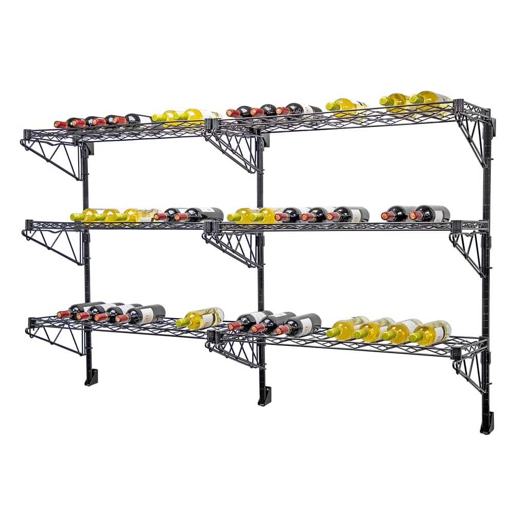 Quantum Food Service Commercial Wine Shelf w/ (72) Bottle Capacity, Black (WC34-1448WBK-6)