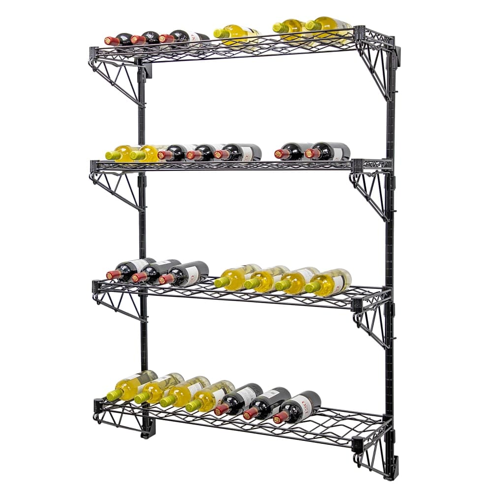 Quantum Food Service Commercial Wine Shelf w/ (96) Bottle Capacity, Black (WC54-1448WBK-4)