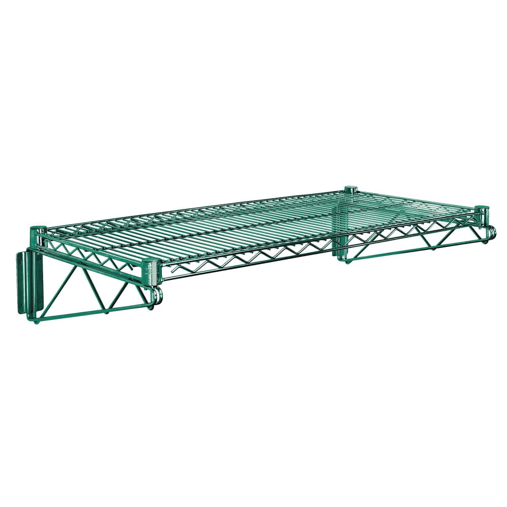 Quantum Food Service Wire Wall Mounted Shelf, 24"W x 18"D, Green (WDWB1824P)