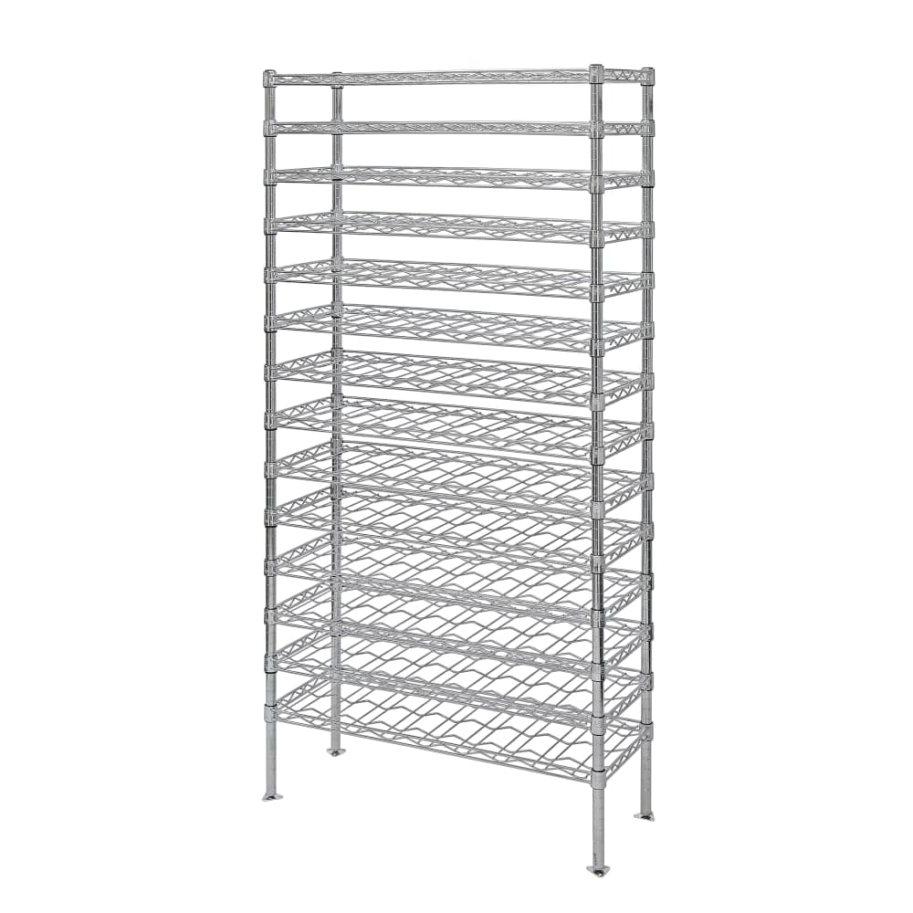 Quantum Food Service 74"H Commercial Wine Rack w/ (126) Bottle Capacity, Chrome (WR74-1436WSC)