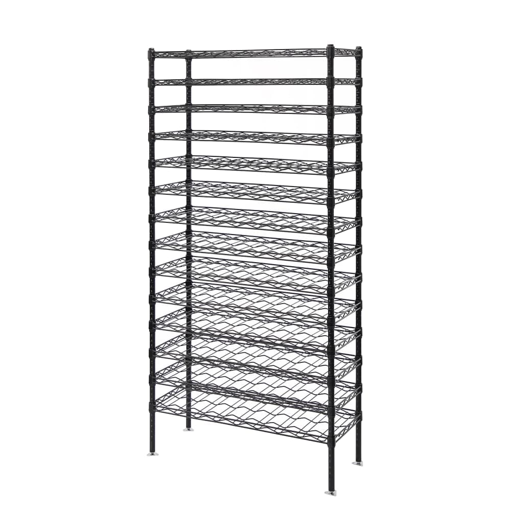 Quantum Food Service 86"H Commercial Wine Rack w/ (204) Bottle Capacity, Black (WR86-1448WSBK)