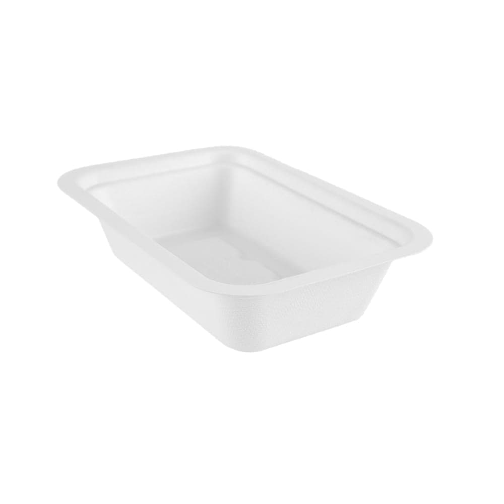 Vegware 16 oz Rectangular Food Container - Molded Fiber, White (V3-GB16)