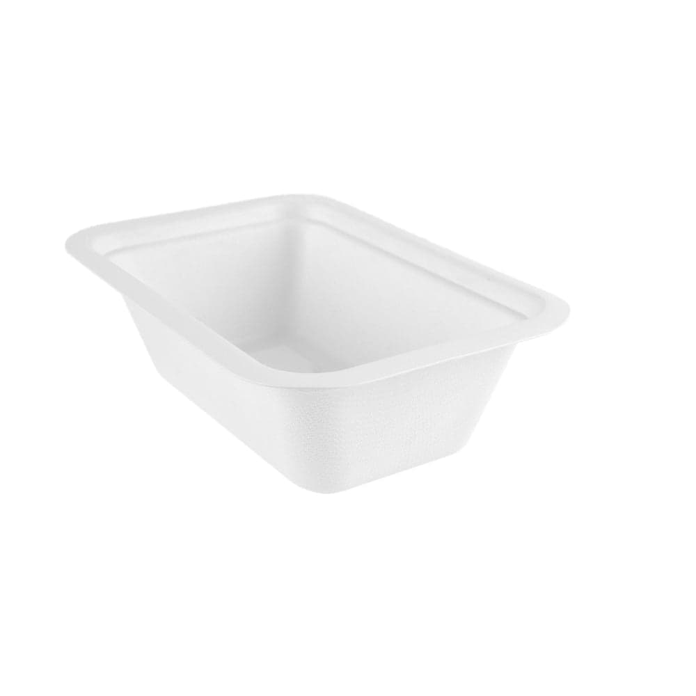 Vegware 22 oz Rectangular Food Container - Molded Fiber, White (V3-GB22)
