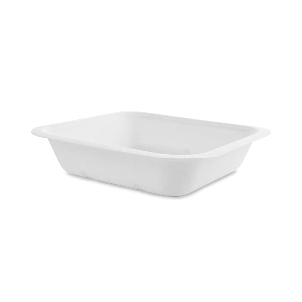 Vegware 22 oz Rectangular Food Container - Molded Fiber, White (V4-GB22)