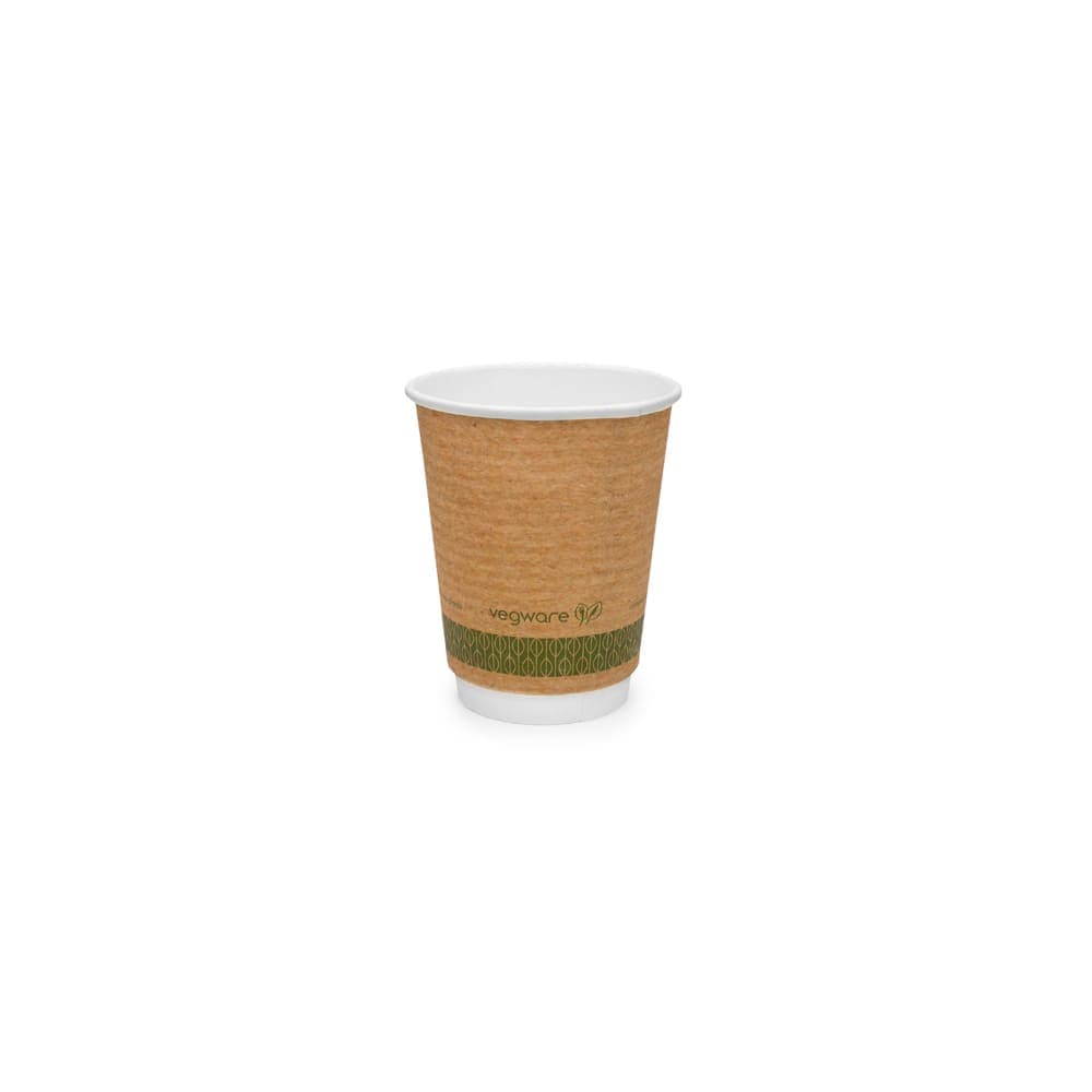 Vegware 8 oz Disposable Insulated Hot Cup - PLA, Printed (VDW-K08)