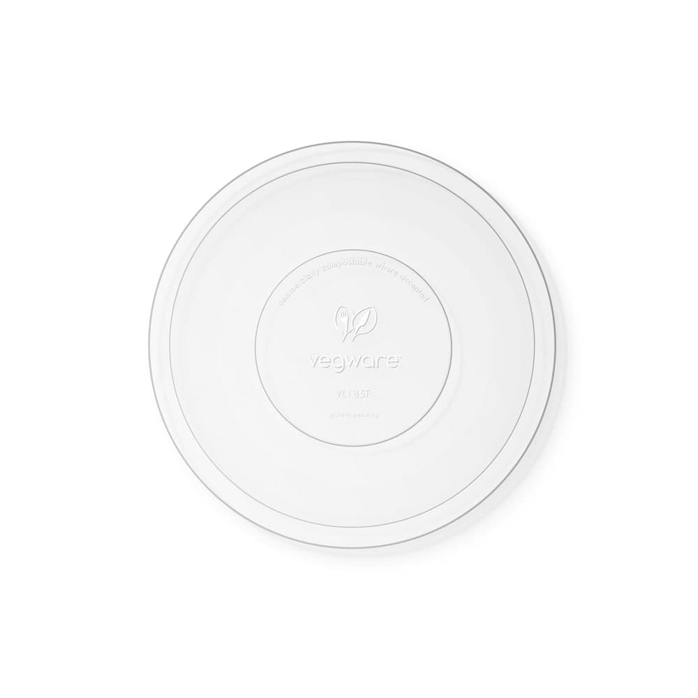 Vegware Flat Lid for 185 Series Bowls - PLA, Clear (VL185F)