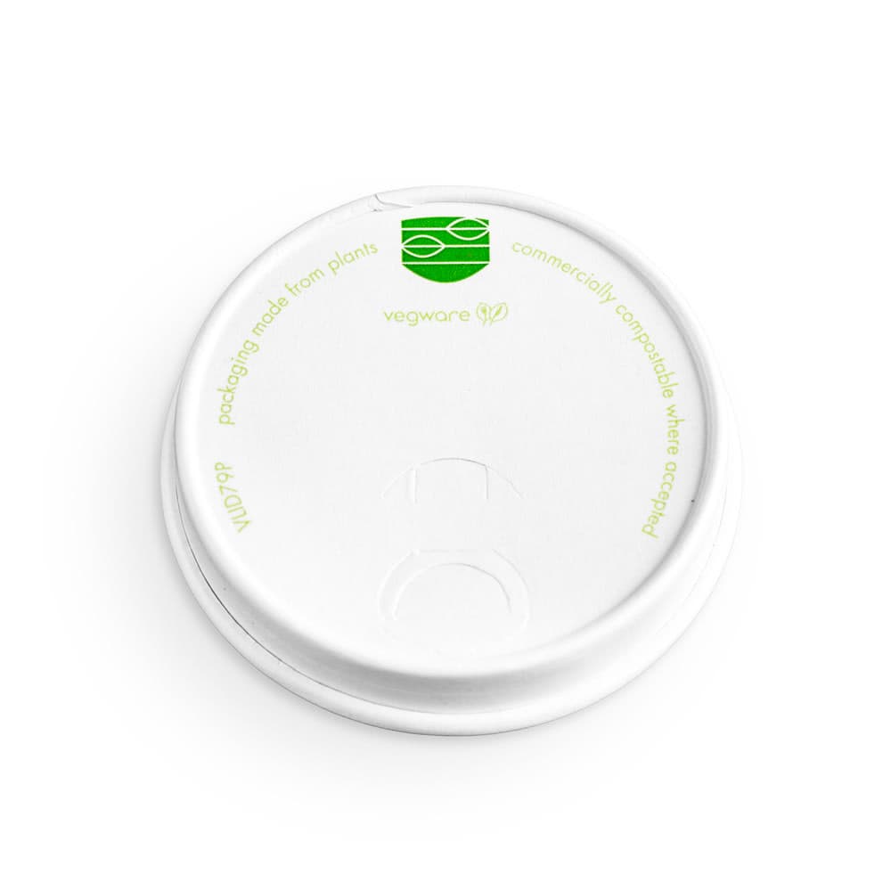 Vegware Flat Lid for 79 Series Hot Cups - Paper, White (VLID79P)