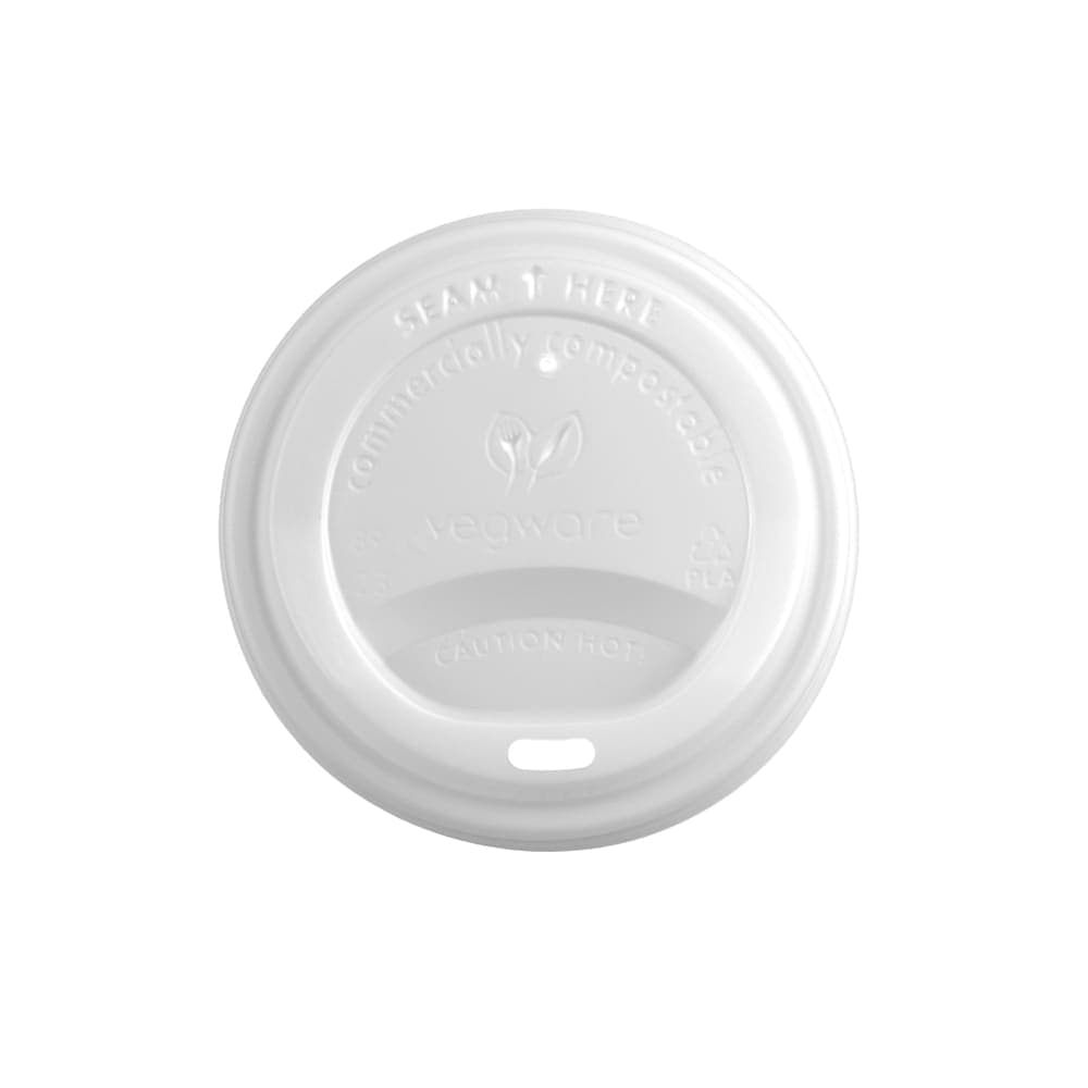 Vegware Flat Lid for 89 Series Hot Cups - PLA, White (VLID89S)