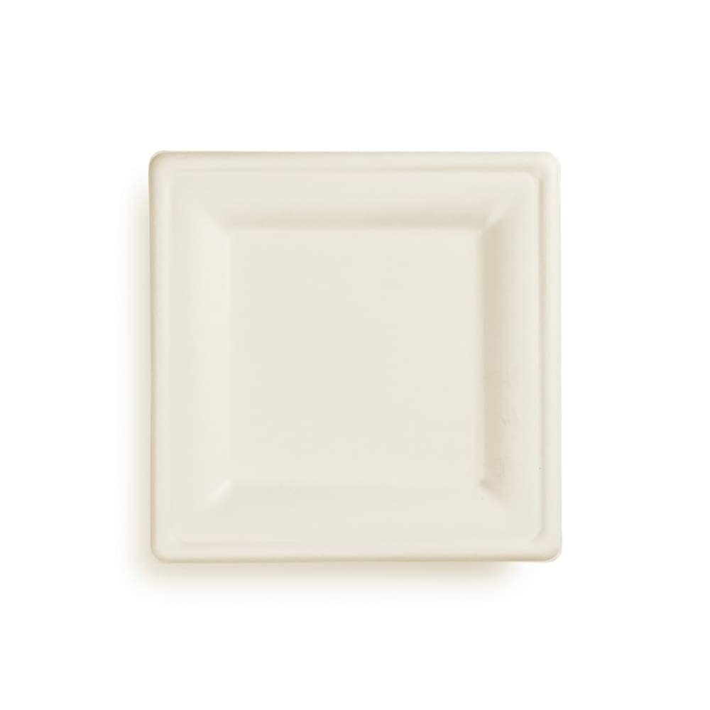 Vegware 8" Square Disposable Plate - Molded Fiber, Natural Brown (VPSQ-08N)
