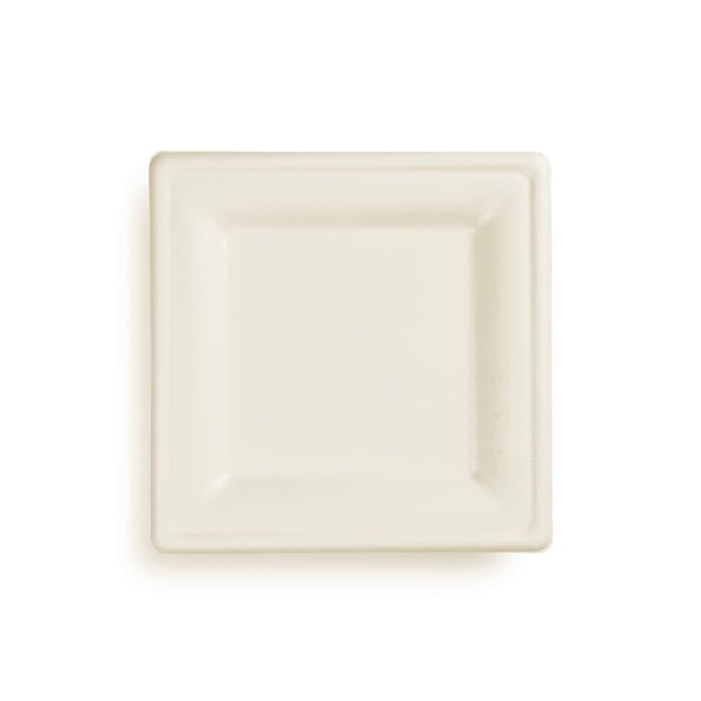 Vegware 10" Square Disposable Plate - Molded Fiber, Natural Brown (VPSQ-10N)